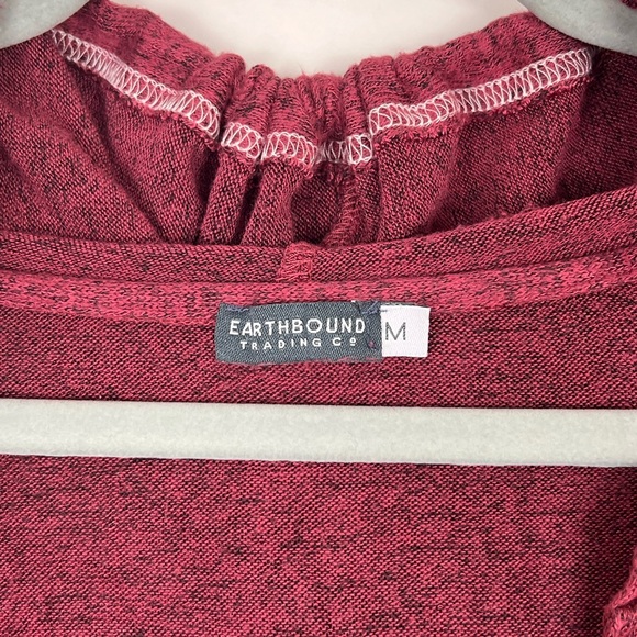 Earthbound sweater hoodie drawstrings burgundy Sz M - Picture 5 of 8